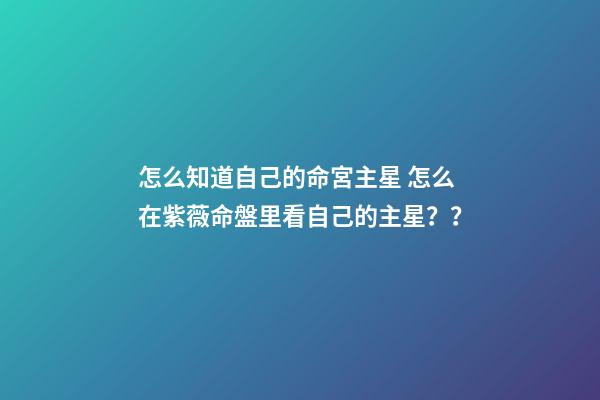 怎么知道自己的命宮主星 怎么在紫薇命盤里看自己的主星？？-第1張-觀點-玄機派